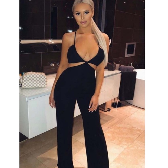 Pants - Cross front cut out strappy jumpsuit NWT BLACK